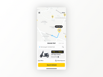 Home Screen - Vogo app booking app branding design interface layout location mobile rent scooterbooking scooterrental scootertaxi screen search taxi taxi app taxi booking app ui uiux