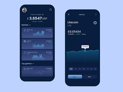 Crypto Portfolio Tracking App app crypto dark mode mobile ui