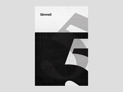 Gimme 5 | poster | day 15 5 black white blackandwhite figures film grain five geometric geometry gimme grid layout hands high 5 high five lines minimal minimalist modern design nostalgia poster design typography