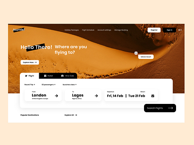 Homepage design concept for a travel agency, journie! ui design ux concept adobexd