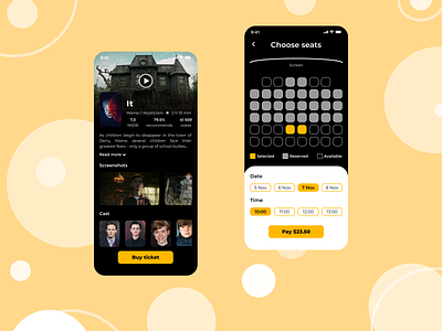 Cinema Ticket Mobile App UX/UI Design app cinema design film mobile app movie ui ux uxui