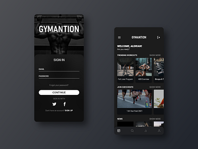 Gymnation mobile app design graphic design ui ux