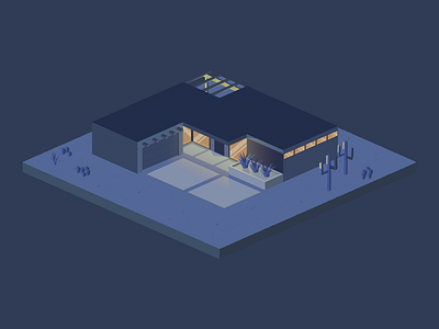 Desert Night desert home house illustration isometric isometric illustration lights night night time