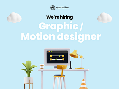 We're hiring Graphic/Motion designer 🔥🚙 3d animation branding hiring lepermislibre lyon motiondesign productdesign