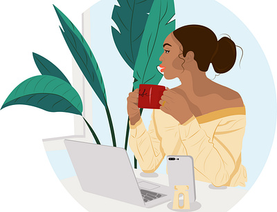 black art branding coffee cup design flatdesign graphic design minimal office vector woman