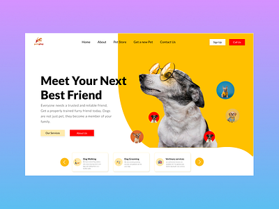 Dogs - Pet Website Design animals logo app dogs pet care pet website pet website design pet website design petshop ui design website design