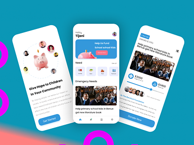 Crowfunding app adobexd charity crowfunding figmadesign helping hand ngo school kids uidesign uxdesign