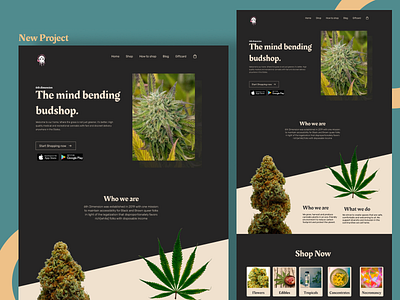 6th dimension Cannabis website Design. cannabis landing page marijuanna trending website