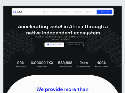 Exx network African Web3 Landing Page agency website app best ui design blockchain branding design etherieum illustration landingpagedesign logo ui web3 website design