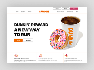 Dunkin Donut Website agency website app best ui design branding design food illustration landing page landingpagedesign logo restuarant website design