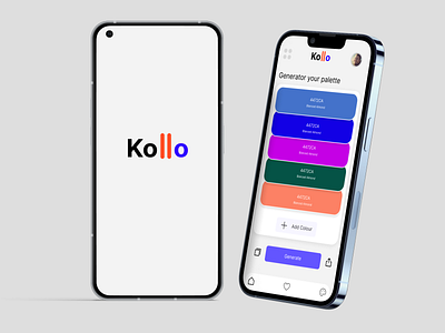 Kollo generator app: A colour generator application agency website application apps best ui design branding design design agency digital illustration logo mobile app design website design