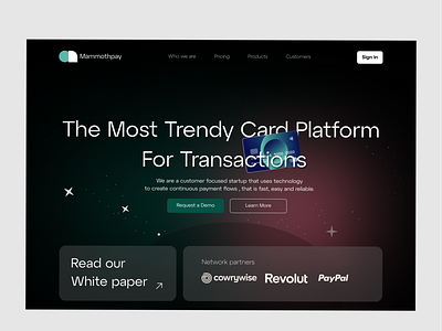 Mammoth Pay Fintech payment platform design. best ui design fintech framer landingpagedesign logo mobile webflow website design