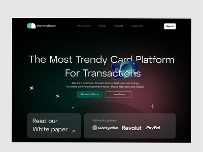 Mammoth Pay Fintech payment platform design.