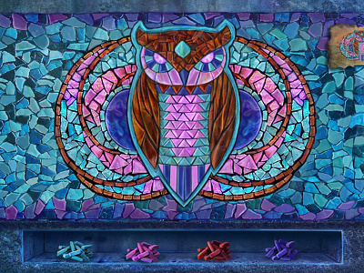 mini-game "Coloring puzzles owl" for the location