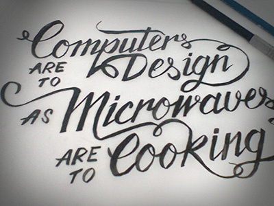 Brush Script - Milton Glaser quote brush hand ink lettering script typography