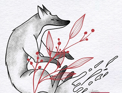 [F O X I] design flower flowers fox fox illustration illustration tattoo tattoo art tattoo artist tattoo design