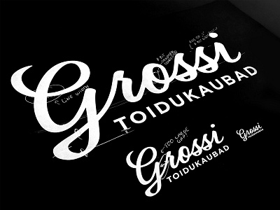Grossi - Grocery Shop Rebranding branding custom dark design handlettering lettering logo wip