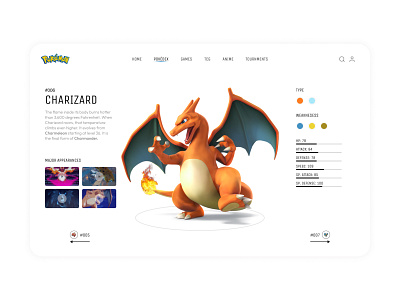 Pokémon Website Redesign charizard design pokemon redesign site ui ux web website