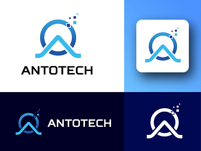 AntoTech 01 a logo app artwork business logo clean design creative design creative logo illustration letter logo logo logo design logo designer minimal minimalist logo ui