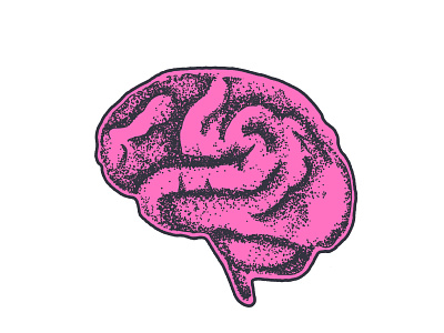 BRAIN art brain dotwork illustration photoshop pink punk sticker stipple