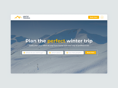 Landing Page for Arctic Travels design ui