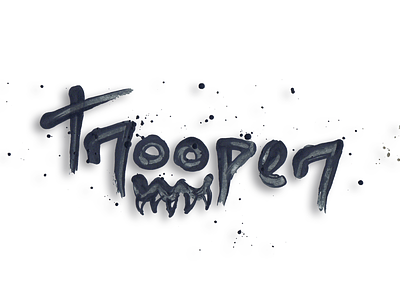 Trooper fingerpaint ink logo logotype mud outdoors outside splatter type