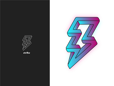 Strike bolt boom gradient lightning logo rain storm strike wet zap