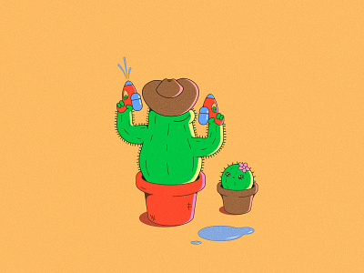 Wild West Cactus cactus gun illustration plant vector water west wild