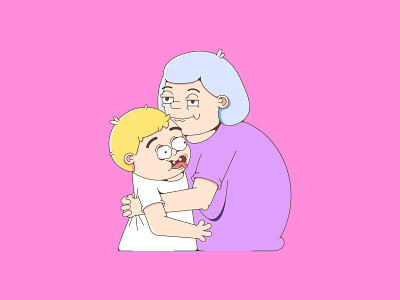 Grandma's love grandchild grandmother grandparents heart illustration love vector