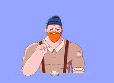 Woodcutter beard bodybuilder illustration jock lunch porridge red vector woodcutter