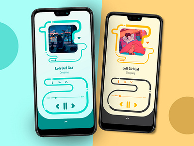 Tema "Lofi Cats" android app aplication app appmusic concept design interfacedesign ui uidesign uiux