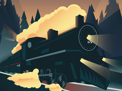 Train Party Poster aweber locomotive poster smoke train trees