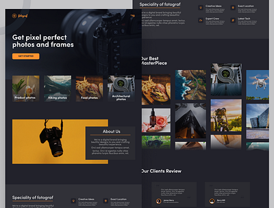 Photography website app design home page illustration landing page logo photographer photography ui uitrends user interface design user interface designer ux