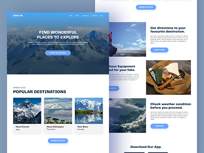 Hiking Landing page app design hiking landing page ui uitrends user interface design user interface designer ux website