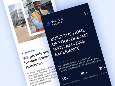 Construction Company Landing Page - Mobile Page app construction construction company design landing page ui ui design uitrends uiux user interface design user interface designer ux ux design web