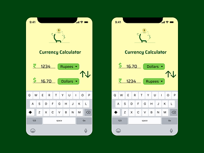 DailyUI 004 branding calculator calculator app colors currency currency converter dailui 004 dailyui dailyuichallenge design green newbie ui