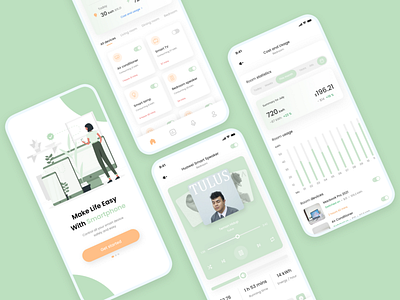 Smart Home Mobile App app figma green home minimalist mobile product smart ui