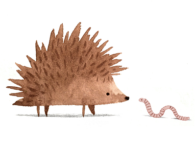 The hedgehog & the worm drawing hedgehog painting sketch watercolour worm