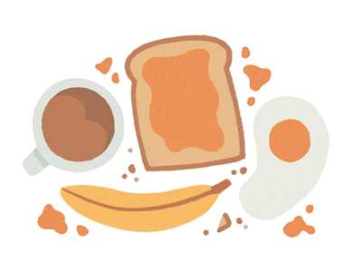 Breakfast banana breakfast coffee design drawing eggs food fruit procreate toast