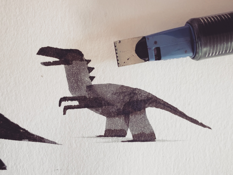 Calligraphy Dinosaur drawing art calligraphy ink illustration dinosaur