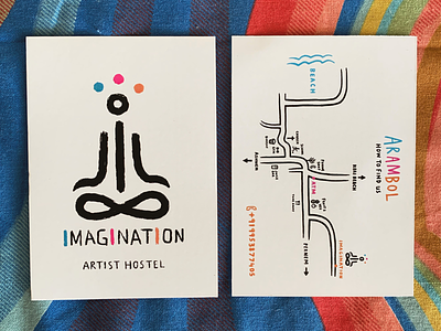 Logo and map design for Imagination Hostel (Goa) art branding design goa hostel imagination india logo map minimalism