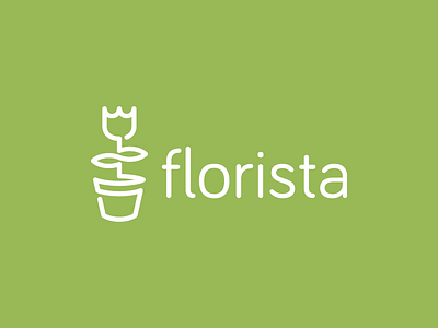 Florista floral flower line logo mark plant pot symbol
