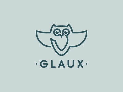 Glaux bird line logo mark owl simple symbol