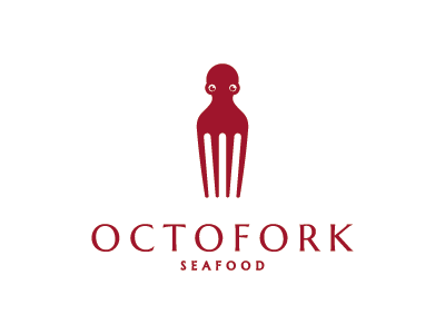 Octofork fish food fork logo mark mistershot ocean octopus restaurant sea seafood symbol