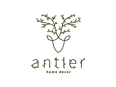 Antler animal antlers deer icon leaf logo mark