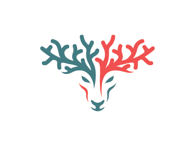 Coral Deer antler coral deer forest horns logo mark nature