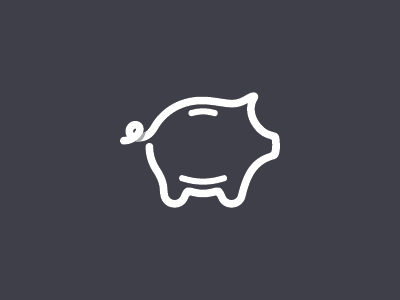 Piggy Bank animal flat line logo mark mistershot pig symbol