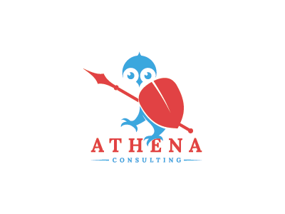 Athena Owl animal athena athens bird greek helmet logo mark owl shield spear wisdom