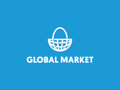 Global Market global globe icon logo mark market shopping bag symbol