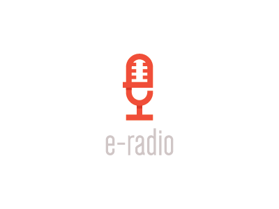 e-radio broadcast e icon logo mark microphone podcast radio symbol